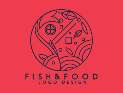 Fish Food Logo Vector