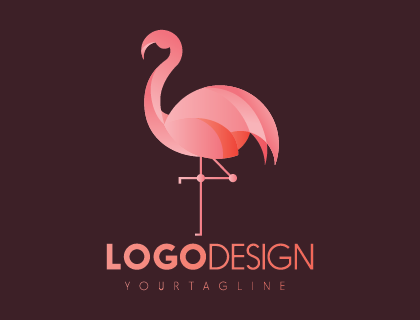 Flamingo Bird Flat Logo Vector