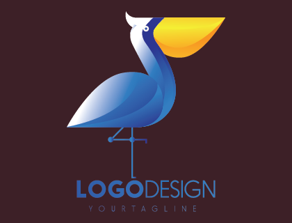 Pelican 3d Drawing Logo Vector
